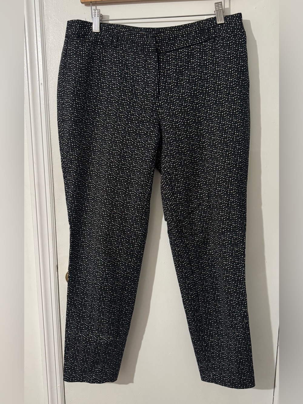 Dalia collection Black and White Speckled Straight Leg Trousers.